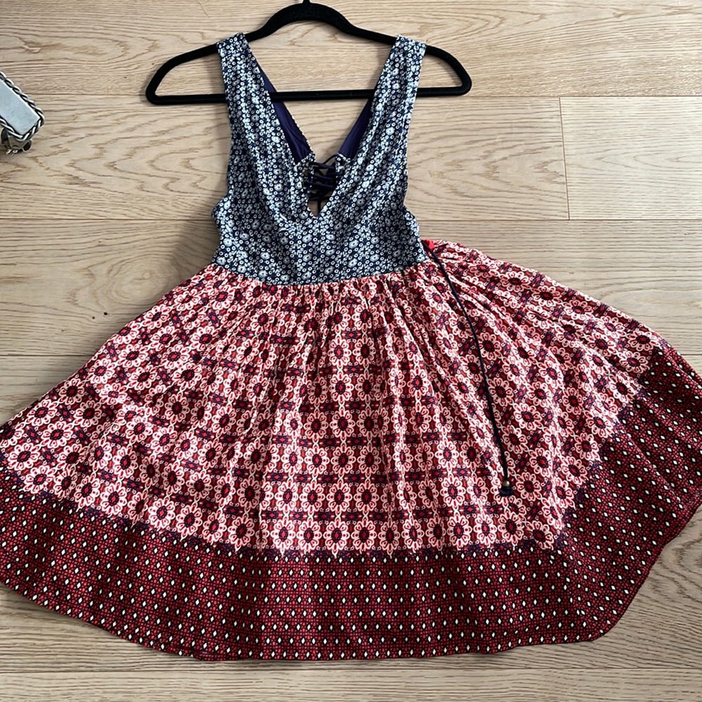 Lulu's Multicolor Printed Mini Dress with Deep V-Neck - Picture 2 of 8